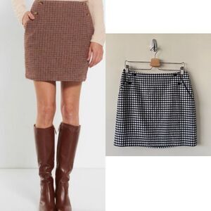 Des Petits Hauts-Black & White Plaid Mini Skirt